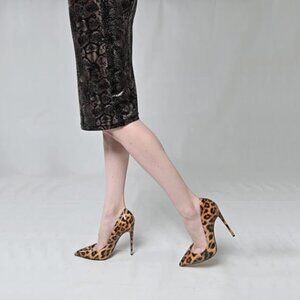 FSJ Brown Sexy Leopard Printed Dress Shoes Pointy Toe High Heels Stilettos Pumps